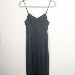 THEORY | 100% Silk Black V-Neck Maxi Slip Dress Adjustable Straps Women’s Size 2